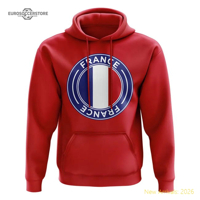France Football Badge Hoodie (Red)-Football Jersey Hub