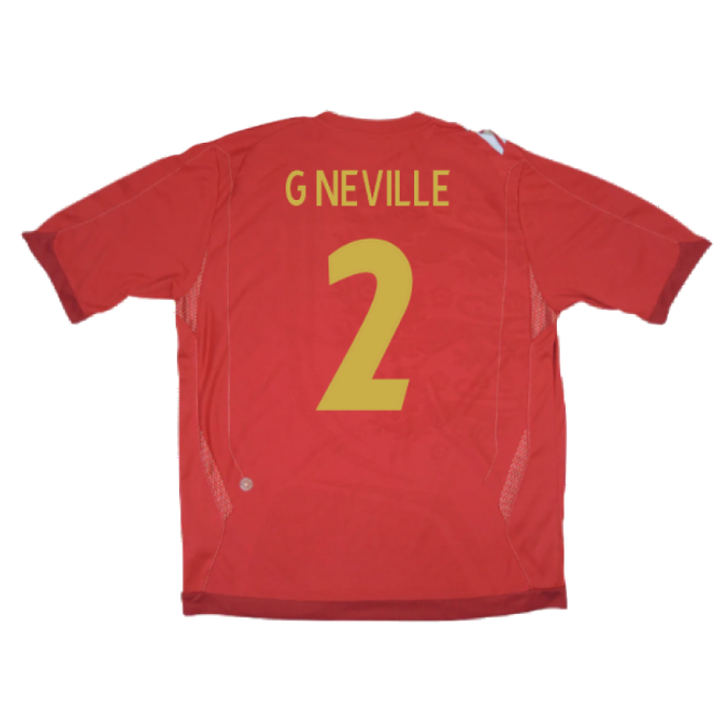 England 2006-08 Away Shirt (S) (Excellent) (G NEVILLE 2)-Football Jersey Hub