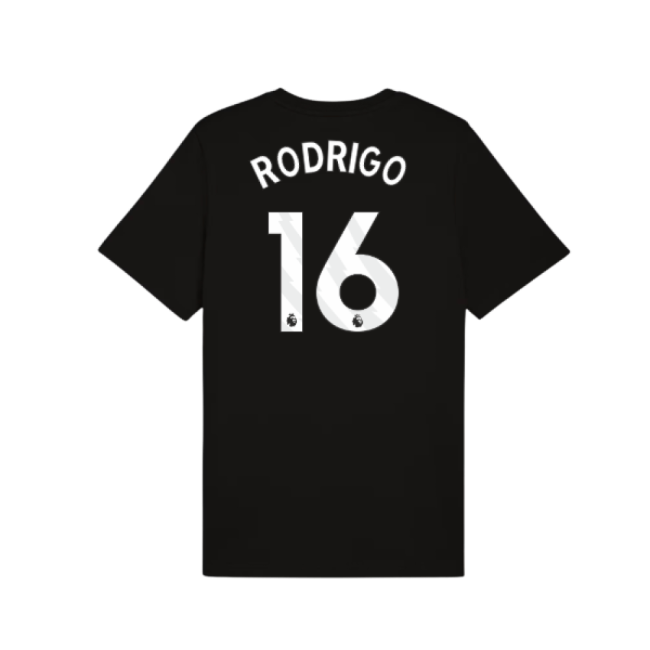 2025-2026 Man City FtblESS Tee (Black) (Rodrigo 16)-Football Jersey Hub