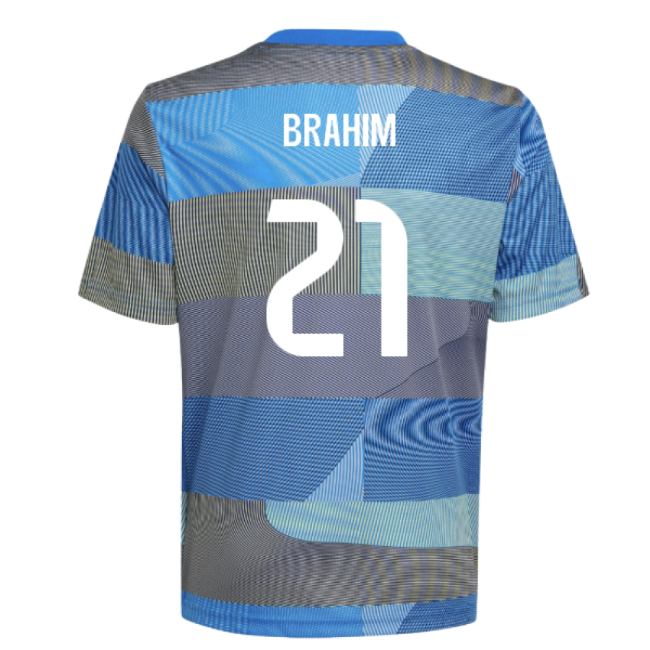 2025-2026 Real Madrid Pre-Match Shirt (Blue) - Kids (Brahim 21)-Football Jersey Hub