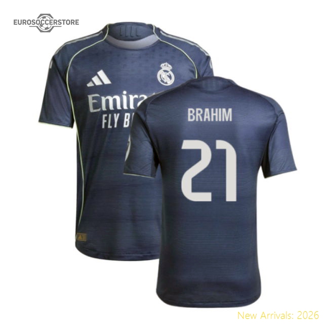 2025-2026 Real Madrid Authentic Away Shirt (Brahim 21)-Football Jersey Hub