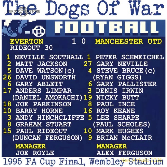 1995 FA Cup Final (Everton) Retrotext T-Shirt - White-Football Jersey Hub