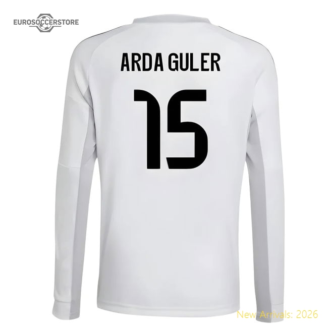 2025-2026 Real Madrid Long Sleeve Home Shirt (Kids) (Arda Guler 15)-Football Jersey Hub