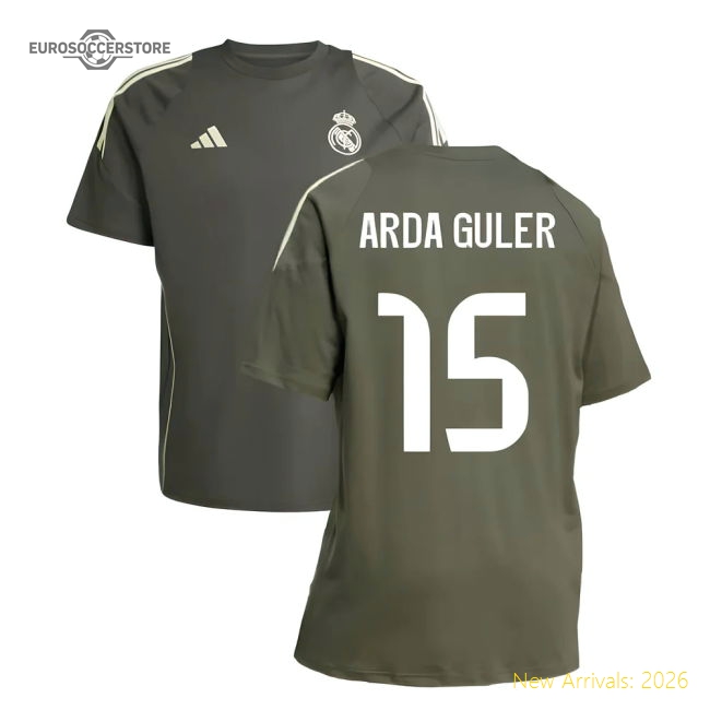 2025-2026 Real Madrid Training Tee (Utility Grey) (Arda Guler 15)-Football Jersey Hub