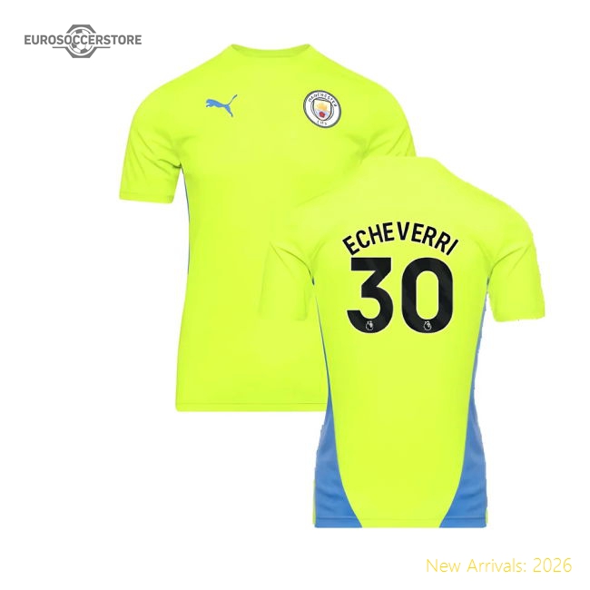 2024-2025 Man City Training Shirt (Yellow Glow) (Echeverri 30)-Football Jersey Hub