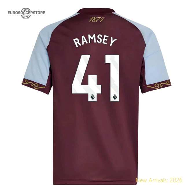 2025-2026 Aston Villa Home Shirt (Kids) (Ramsey 41)-Football Jersey Hub