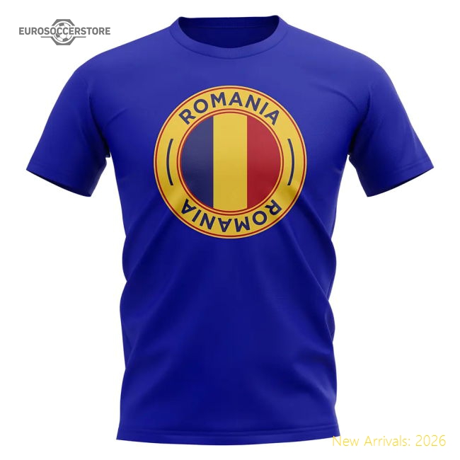 Romania Football Badge T-Shirt (Royal)-Football Jersey Hub