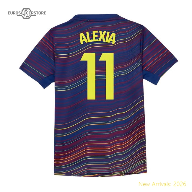 2025-2026 Barcelona Academy Pro Pre Match Shirt (Blue) - Kids (Alexia 11)-Football Jersey Hub