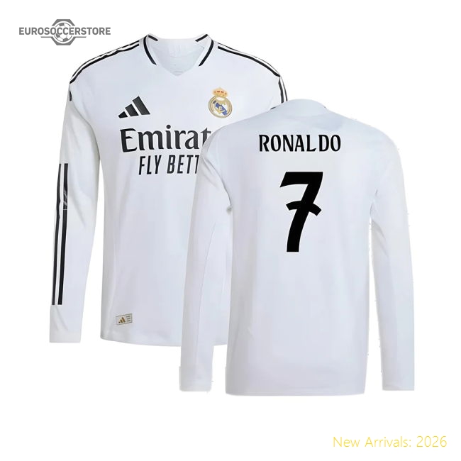 2024-2025 Real Madrid Authentic Long Sleeve Home Shirt (Ronaldo 7)-Football Jersey Hub