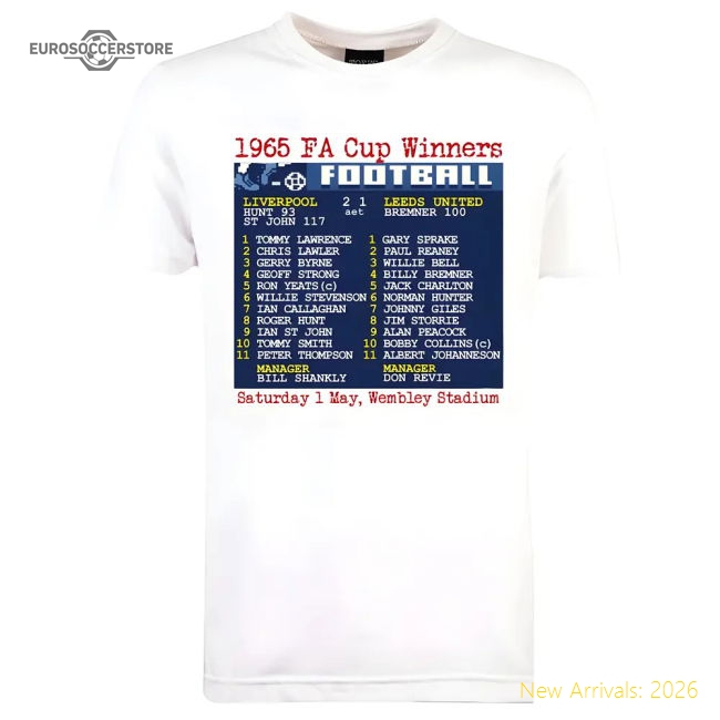 1965 FA Cup Final (Liverpool) Retrotext T-Shirt - White-Football Jersey Hub