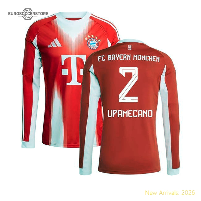 2025-2026 Bayern Munich Long Sleeve Home Shirt (Upamecano 2)-Football Jersey Hub