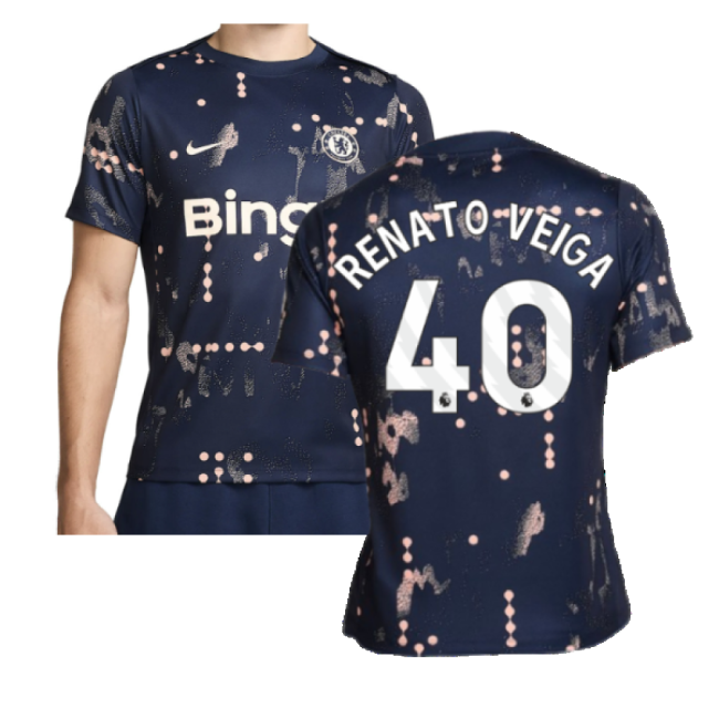 2024-2025 Chelsea Academy Pro Pre-Match Shirt (Obsidian) (Renato Veiga 40)-Football Jersey Hub