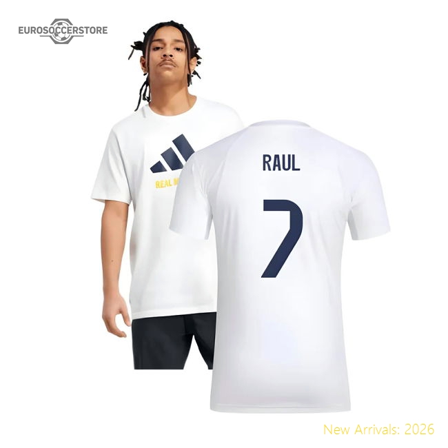 2025-2026 Real Madrid Seasonal Graphic Tee (White) (Raul 7)-Football Jersey Hub