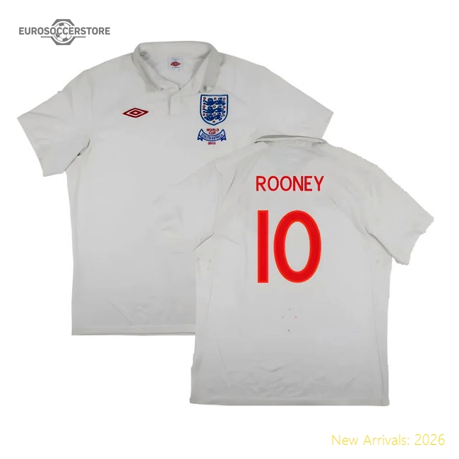 England 2009-10 World Cup Home shirt (XL) (Very Good) (ROONEY 10)-Football Jersey Hub