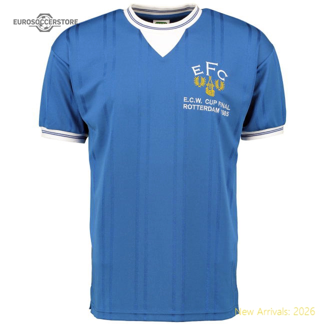 Score Draw Everton 1985 ECWC Final Home Shirt-Football Jersey Hub