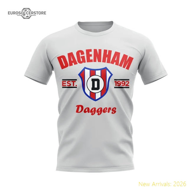 Dagenham Established Football T-Shirt (White)-Football Jersey Hub