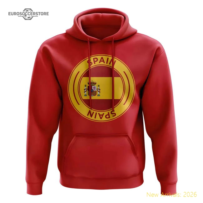 Spain Football Badge Hoodie (Red)-Football Jersey Hub