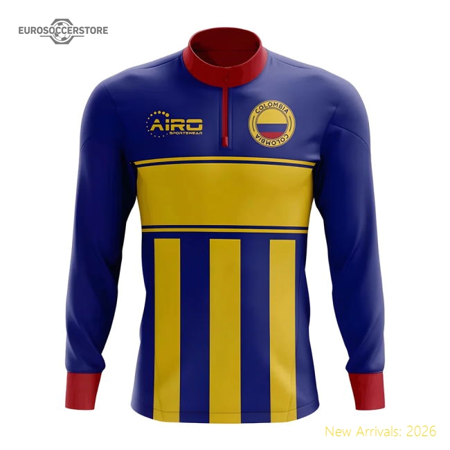 Colombia Concept Football Half Zip Midlayer Top (Blue-Yellow)-Football Jersey Hub