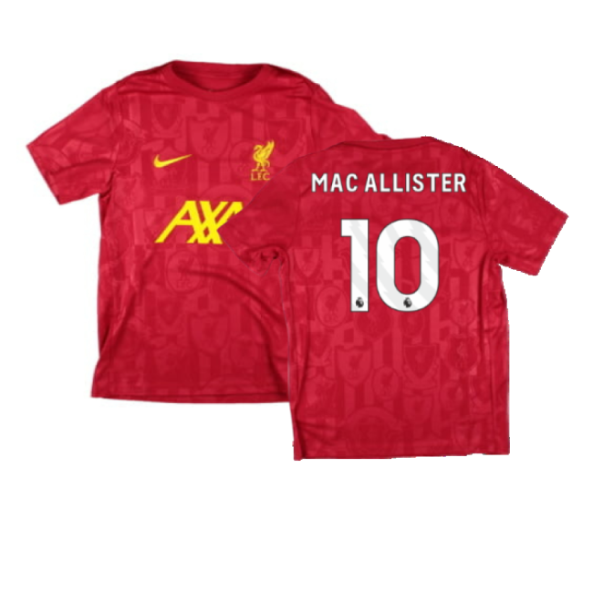 2024-2025 Liverpool Academy Pre-Match Shirt (Red) - Kids (Mac Allister 10)-Football Jersey Hub
