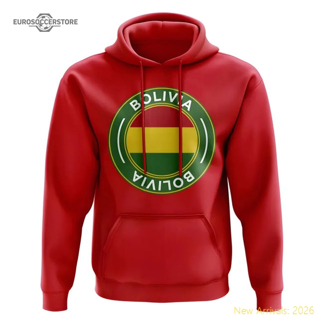 Bolivia Football Badge Hoodie (Red)-Football Jersey Hub