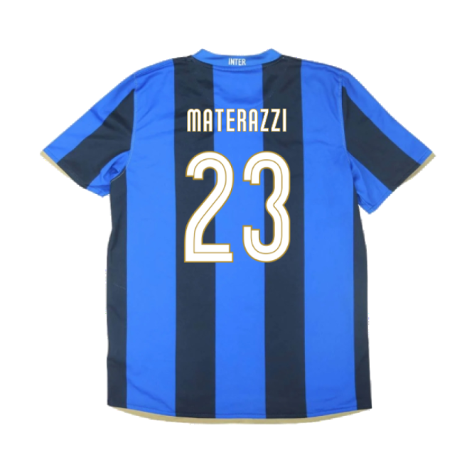Inter Milan 2008-09 Home Shirt ((Excellent) S) (Materazzi 23)-Football Jersey Hub