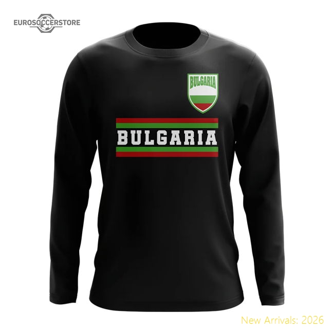 Bulgaria Core Football Country Long Sleeve T-Shirt (Black)-Football Jersey Hub