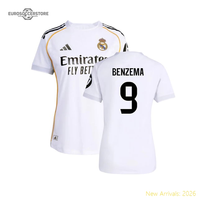 2025-2026 Real Madrid Authentic Home Shirt (Womens) (Benzema 9)-Football Jersey Hub