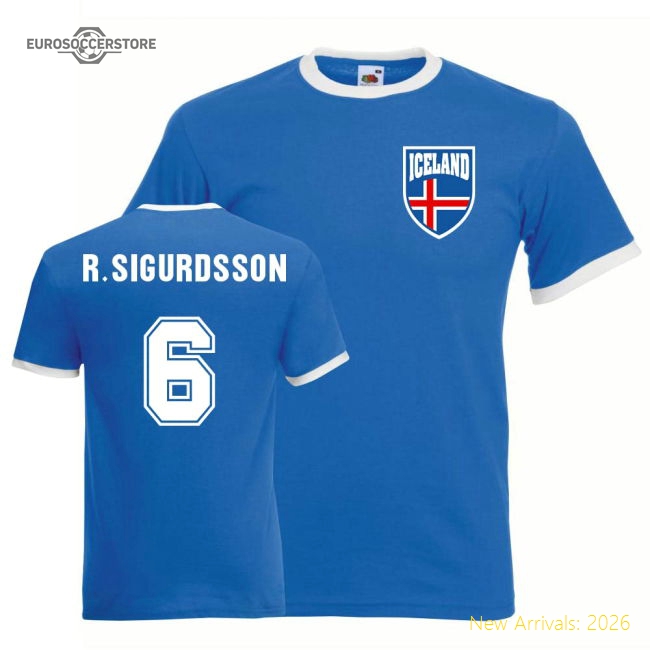 Ragnar Sigurdsson Iceland Ringer Tee (blue)-Football Jersey Hub