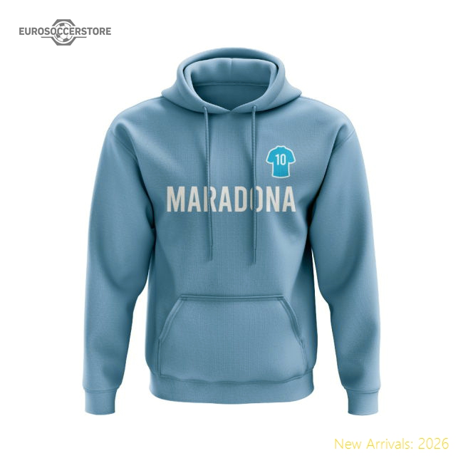 Diego Maradona Napoli Number Hoody (Sky)-Football Jersey Hub