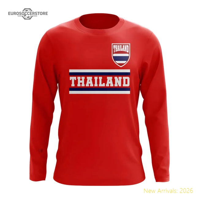 Thailand Core Football Country Long Sleeve T-Shirt (Red)-Football Jersey Hub