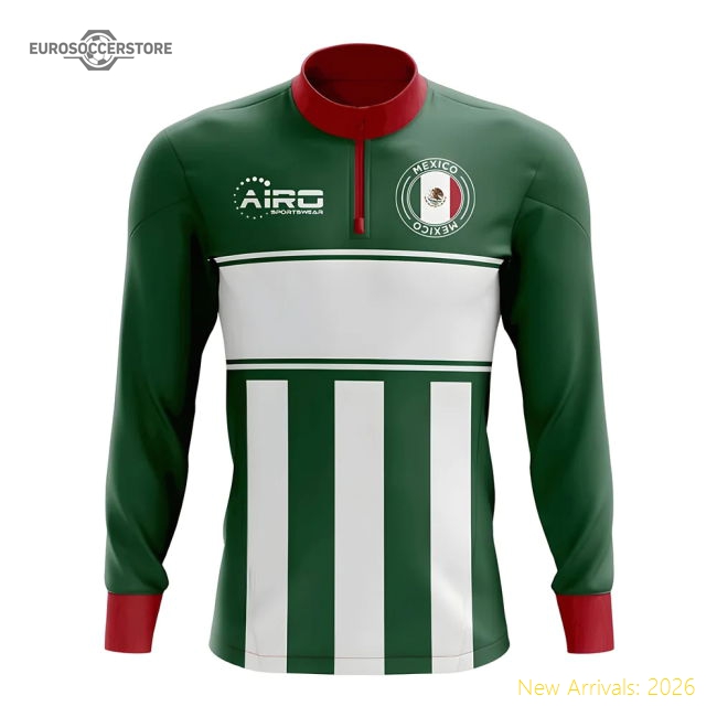 Mexico Concept Football Half Zip Midlayer Top (Green-White)-Football Jersey Hub