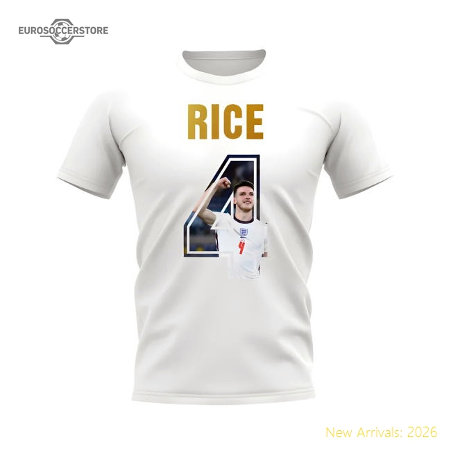 Declan Rice Name And Number England T-Shirt (White)-Football Jersey Hub