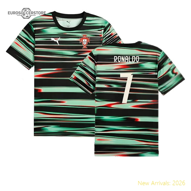 2025-2026 Portugal Prematch SS Jersey (Black) (Ronaldo 7)-Football Jersey Hub