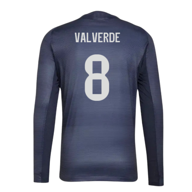 2025-2026 Real Madrid Authentic Long Sleeve Away Shirt (Valverde 8)-Football Jersey Hub