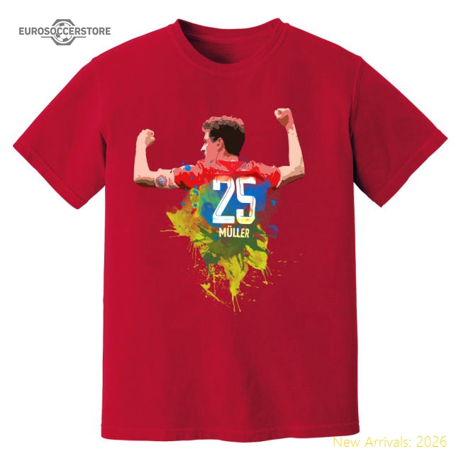 Thomas Muller Bayern Munich Art T-Shirt (Red)-Football Jersey Hub