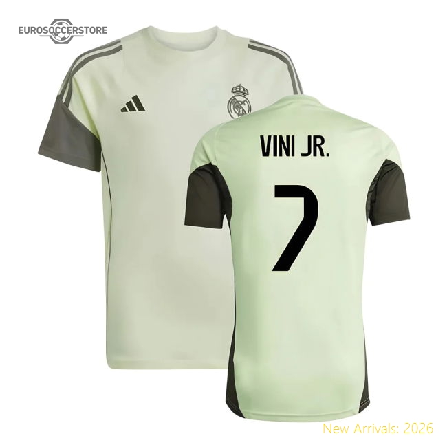 2025-2026 Real Madrid Training Tee (Almost Lime) - Kids (Vini Jr. 7)-Football Jersey Hub