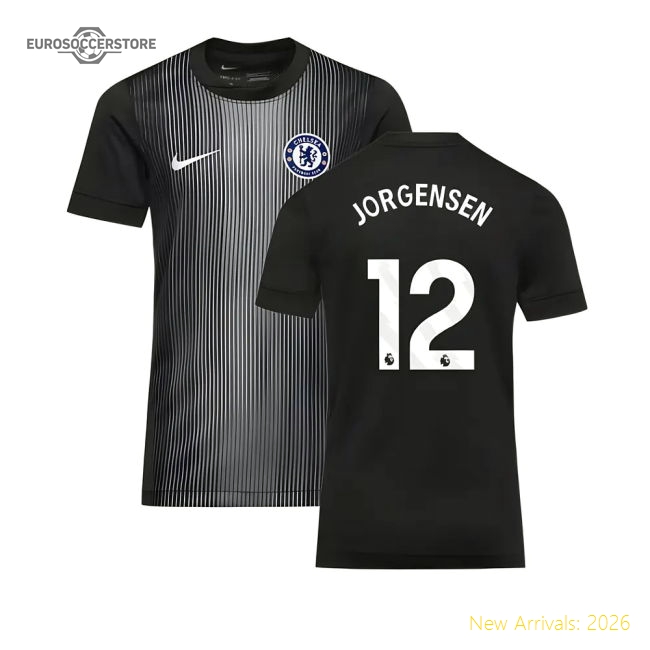 2025-2026 Chelsea Home Goalkeeper Shirt (Black) - Kids (Jorgensen 12)-Football Jersey Hub