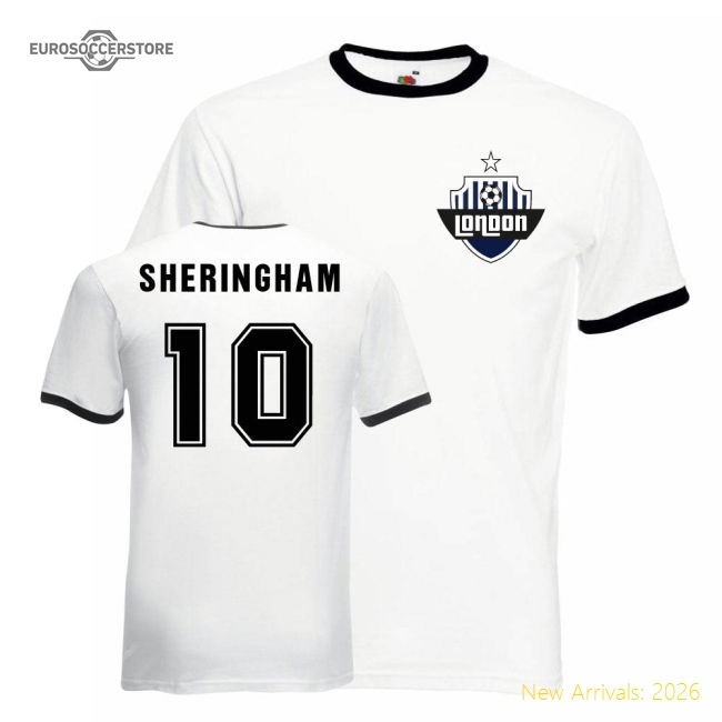 Teddy Sheringham Tottenham Ringer Tee (white-black)-Football Jersey Hub