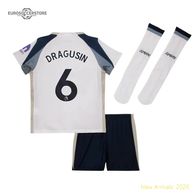 2025-2026 Tottenham Home Little Kids Mini Kit (Dragusin 6)-Football Jersey Hub