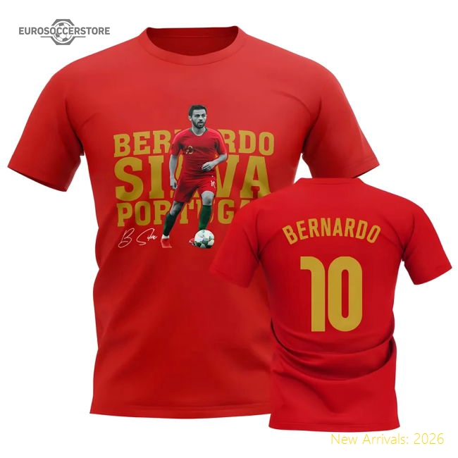 Bernardo Silva Portugal Player Tee (Red)-Football Jersey Hub
