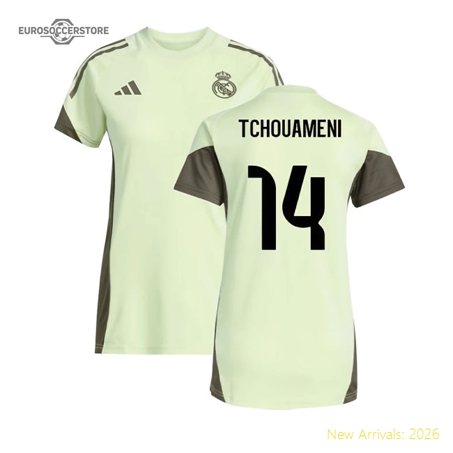 2025-2026 Real Madrid Training Jersey (Almost Lime) - Womens (Tchouameni 14)-Football Jersey Hub
