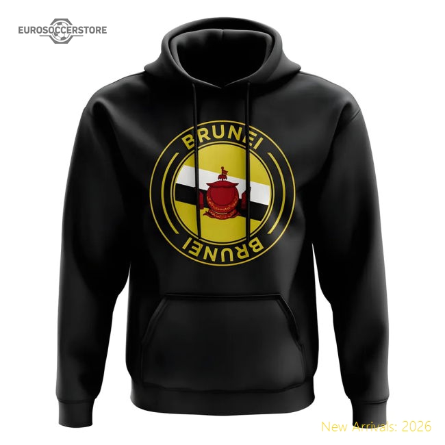 Brunei Football Badge Hoodie (Black)-Football Jersey Hub