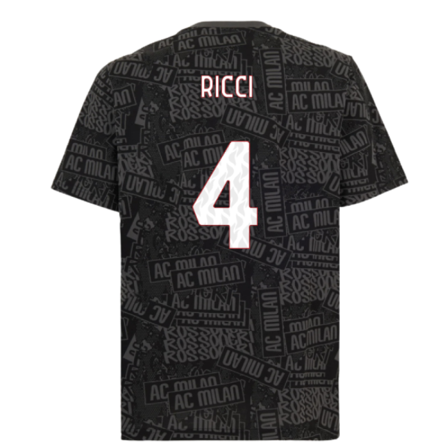 2025-2026 AC Milan ftblCulture Tee AOP (Black) (Ricci 4)-Football Jersey Hub
