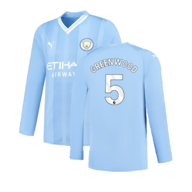 Manchester City 2023-2024 Puma Home Long Sleeved Shirt (S) (Good) (Greenwood 5)-Football Jersey Hub