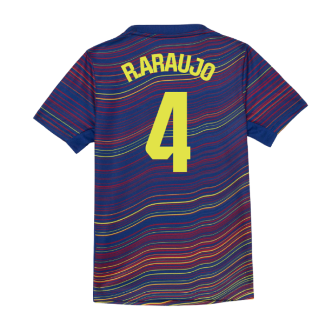 2025-2026 Barcelona Academy Pro Pre Match Shirt (Blue) - Kids (R.Araujo 4)-Football Jersey Hub