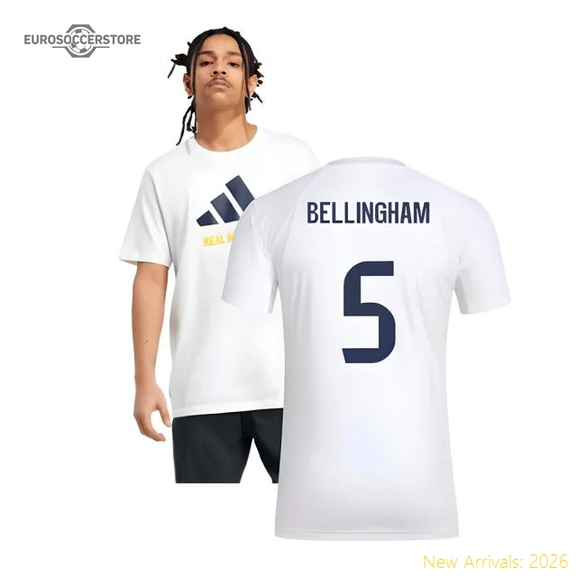 2025-2026 Real Madrid Seasonal Graphic Tee (White) (Bellingham 5)-Football Jersey Hub