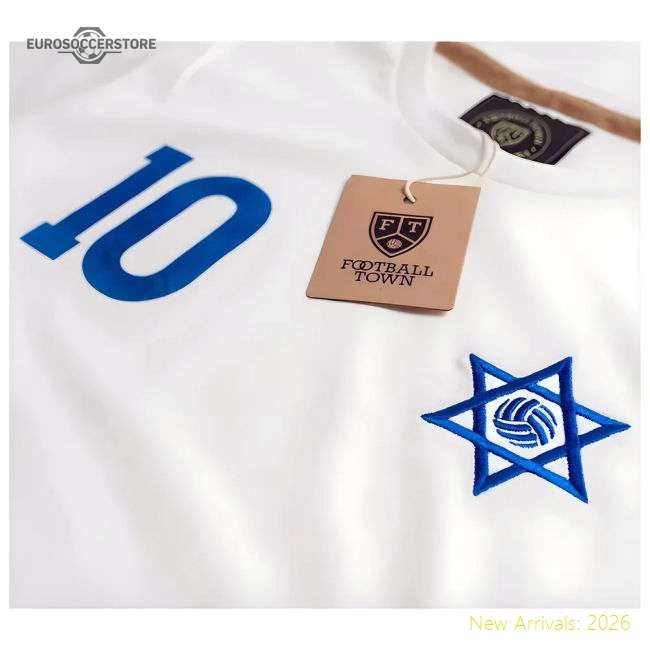 Israel Magen David 10 Retro Football Tee (White)-Football Jersey Hub