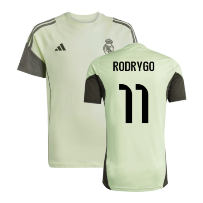 2025-2026 Real Madrid Training Tee (Almost Lime) - Kids (Rodrygo 11)-Football Jersey Hub