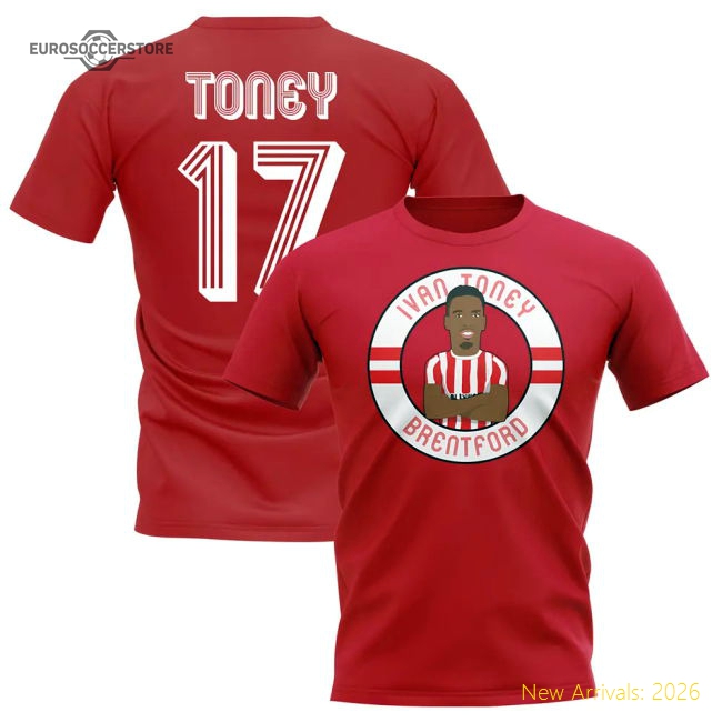 Ivan Toney Brentford Illustration T-Shirt (Red)-Football Jersey Hub