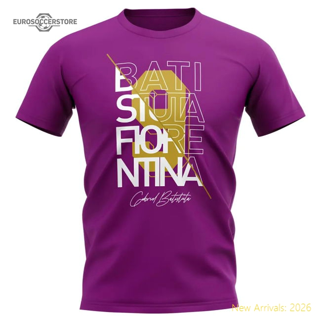 Gabriel Batistuta Fiorentina Graphic Signature T-Shirt (Purple)-Football Jersey Hub
